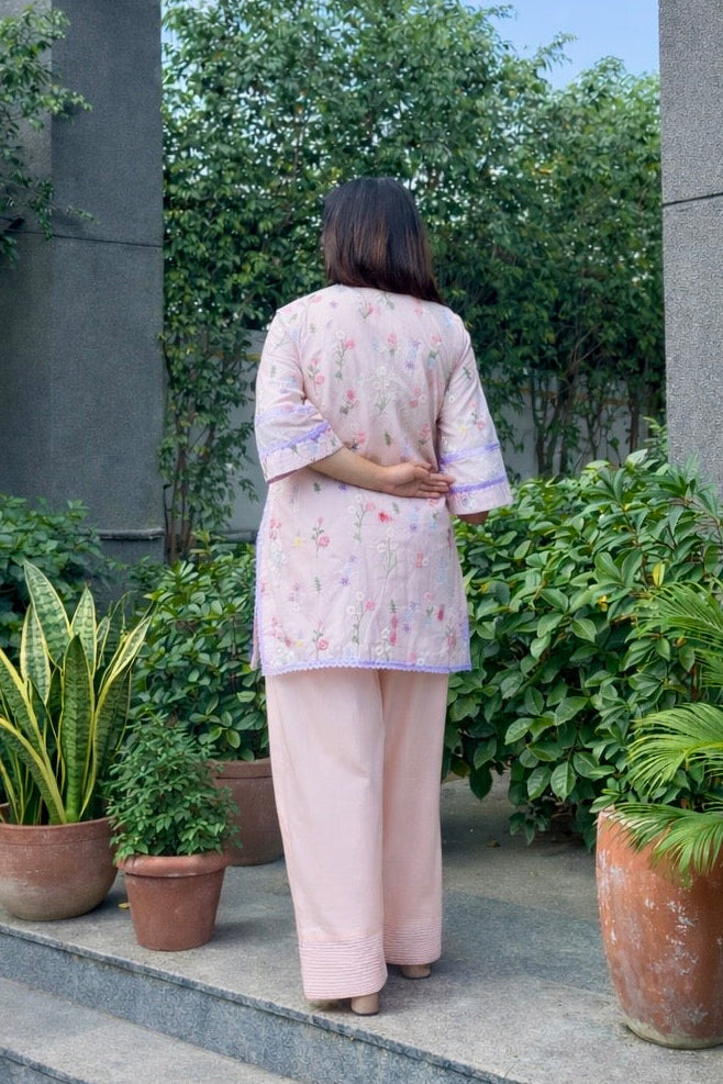 Baby Pink Floral Farshi Co-ord Set