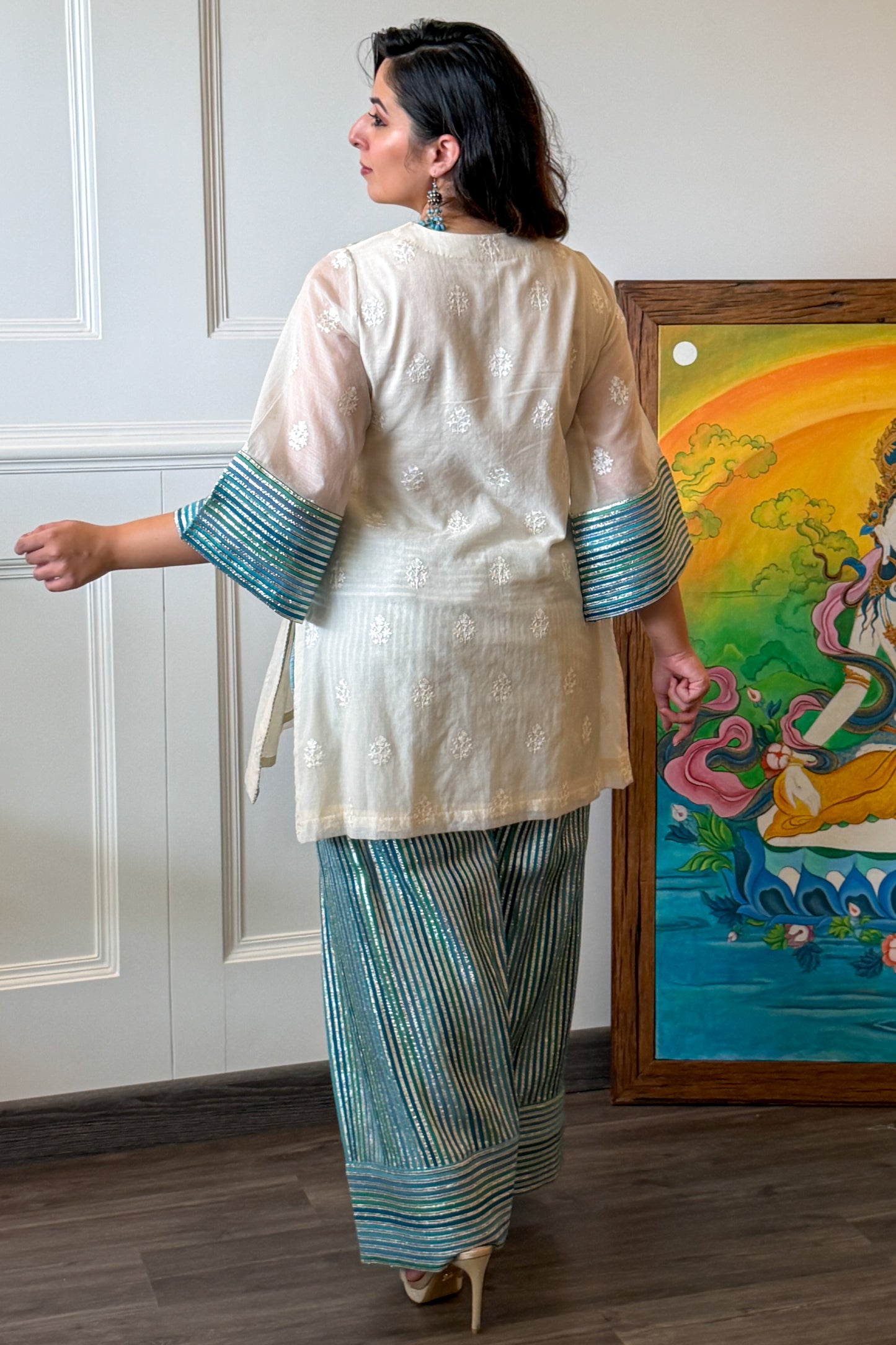 Blue Gota Weave Farshi Set