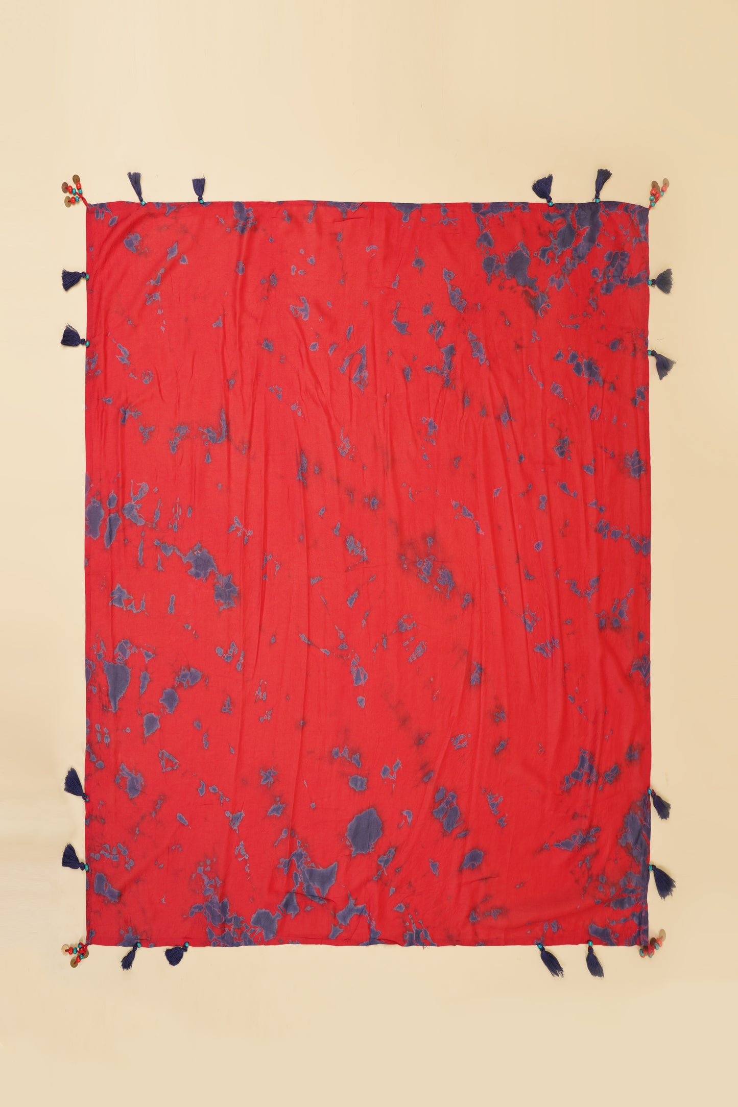 Blue and Red Floral Motif Unstitched Suit Piece