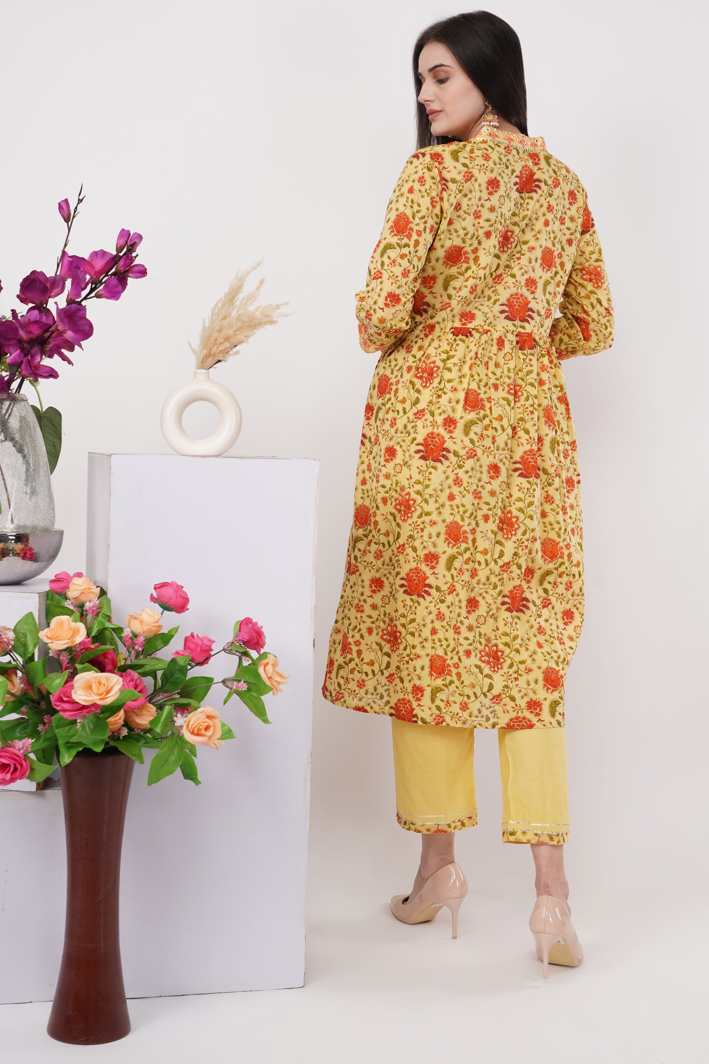 Yellow Floral Kurta Set