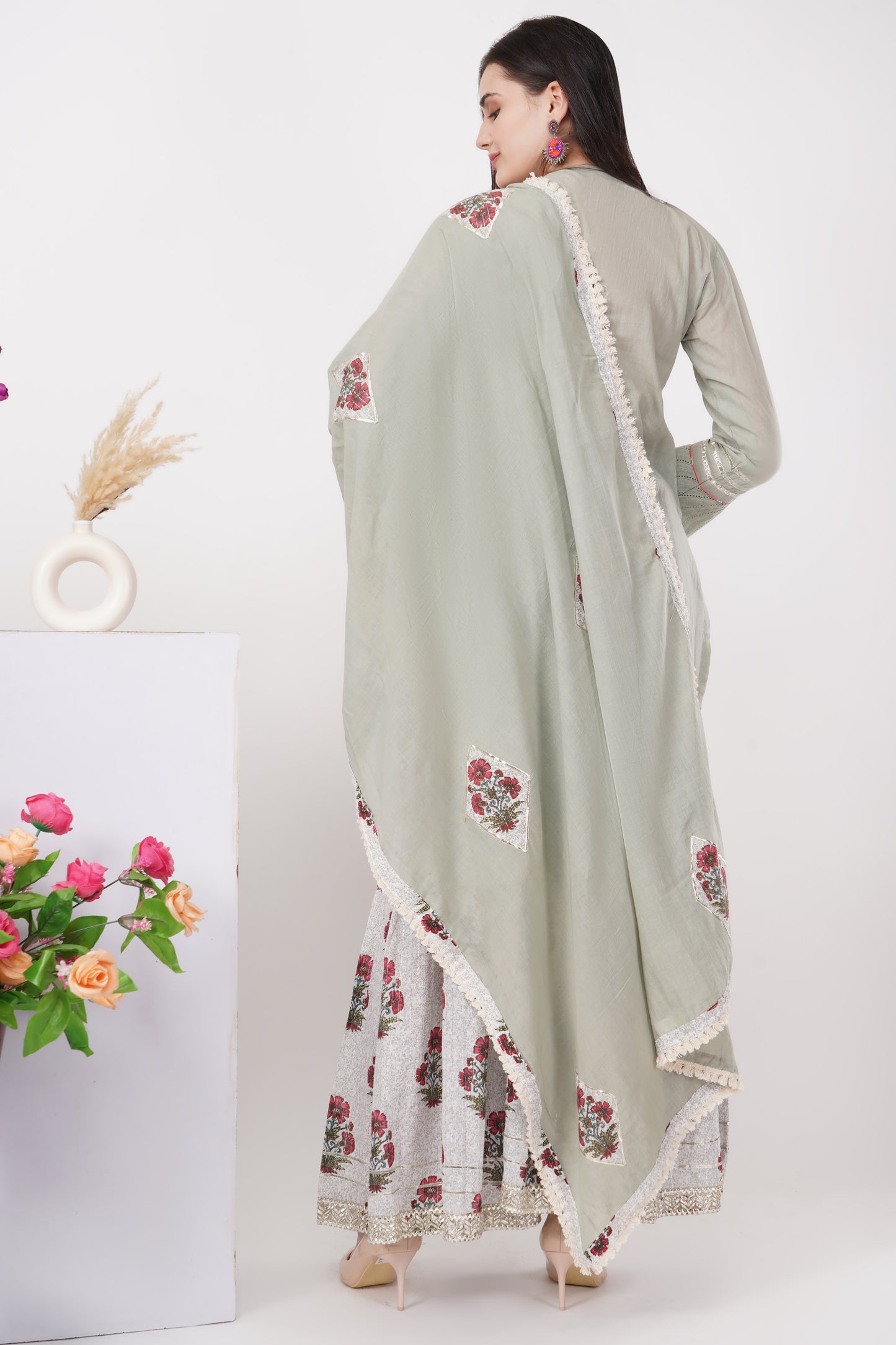 Mint Grey Kurta Set