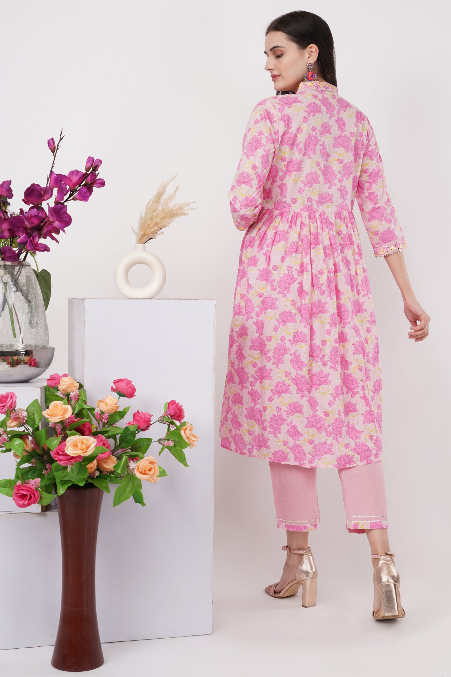 Pink Floral Kurta Set