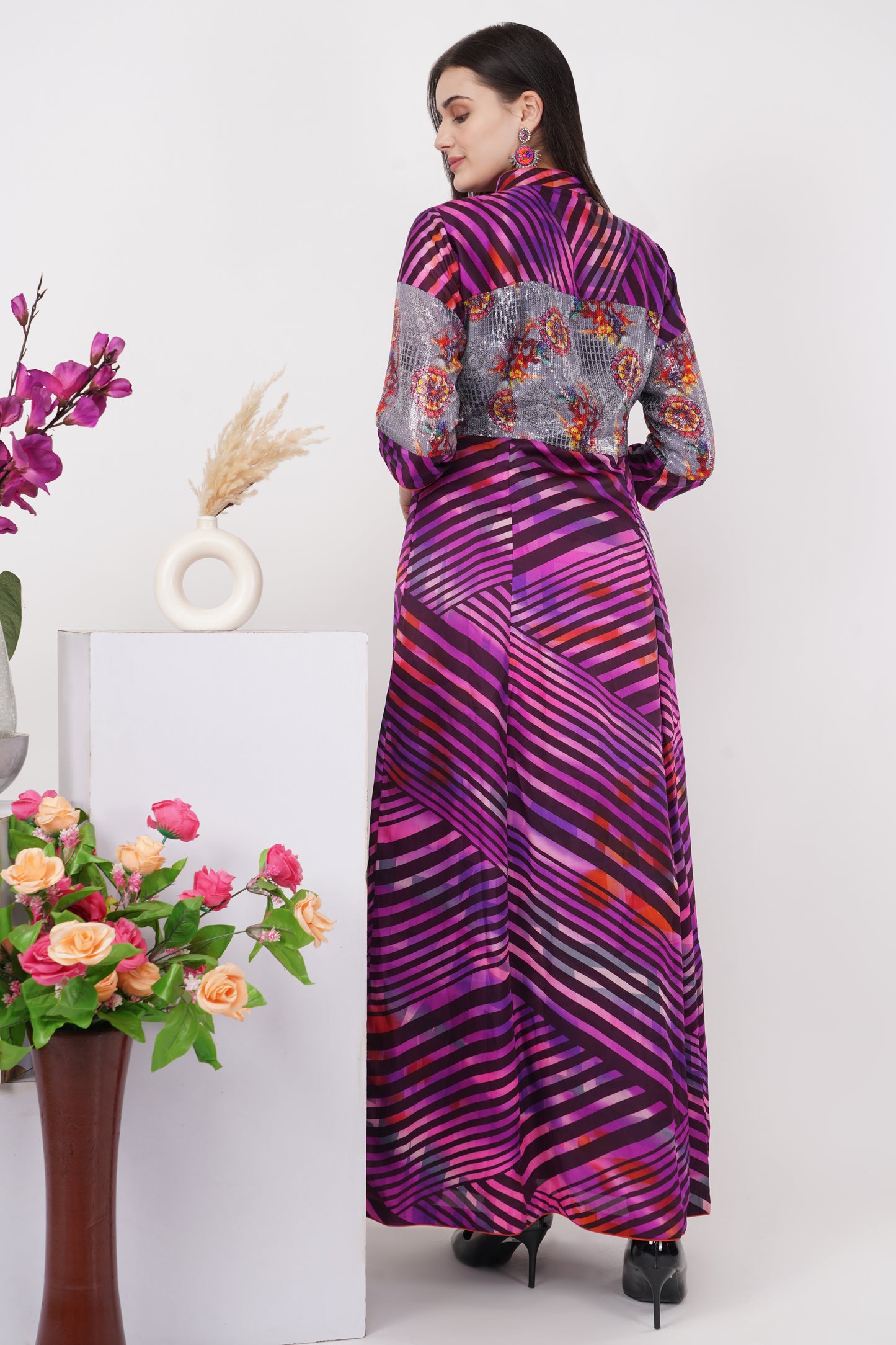 Purple Printed Kurta Set