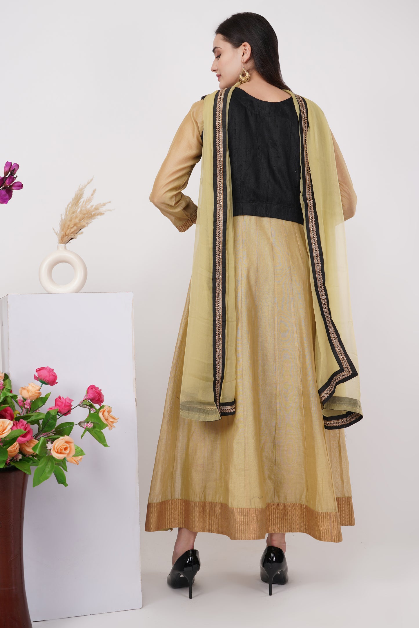 Black and Gold Kurta Set