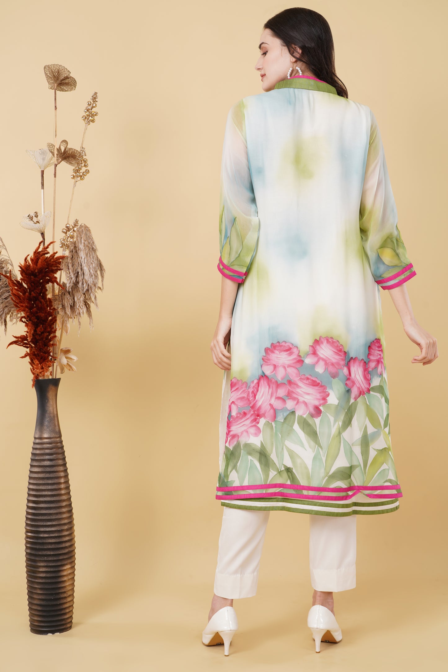 White Summer Hand-Painted Kurti