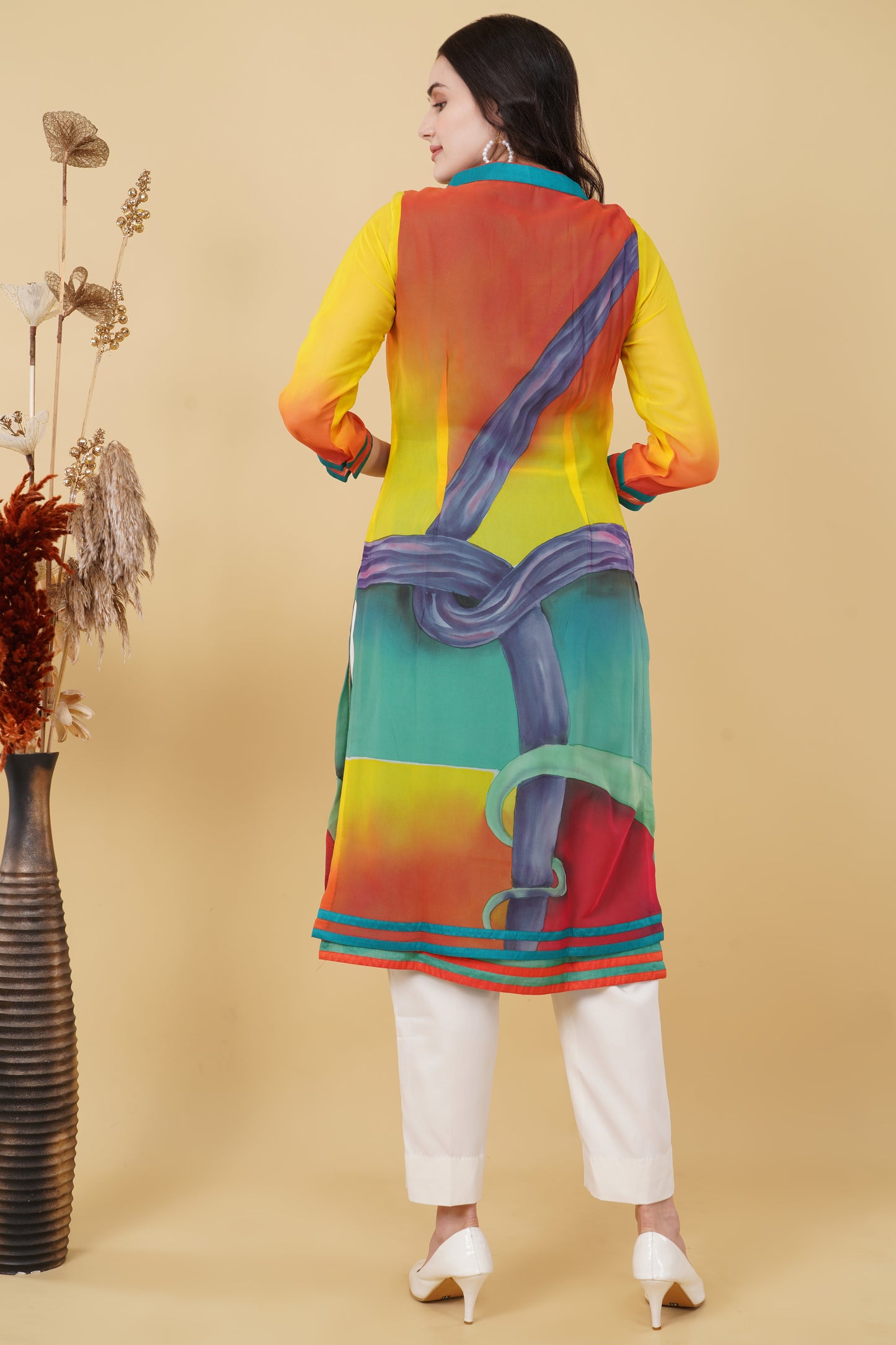 Yellow Summer Hand-Painted Kurti