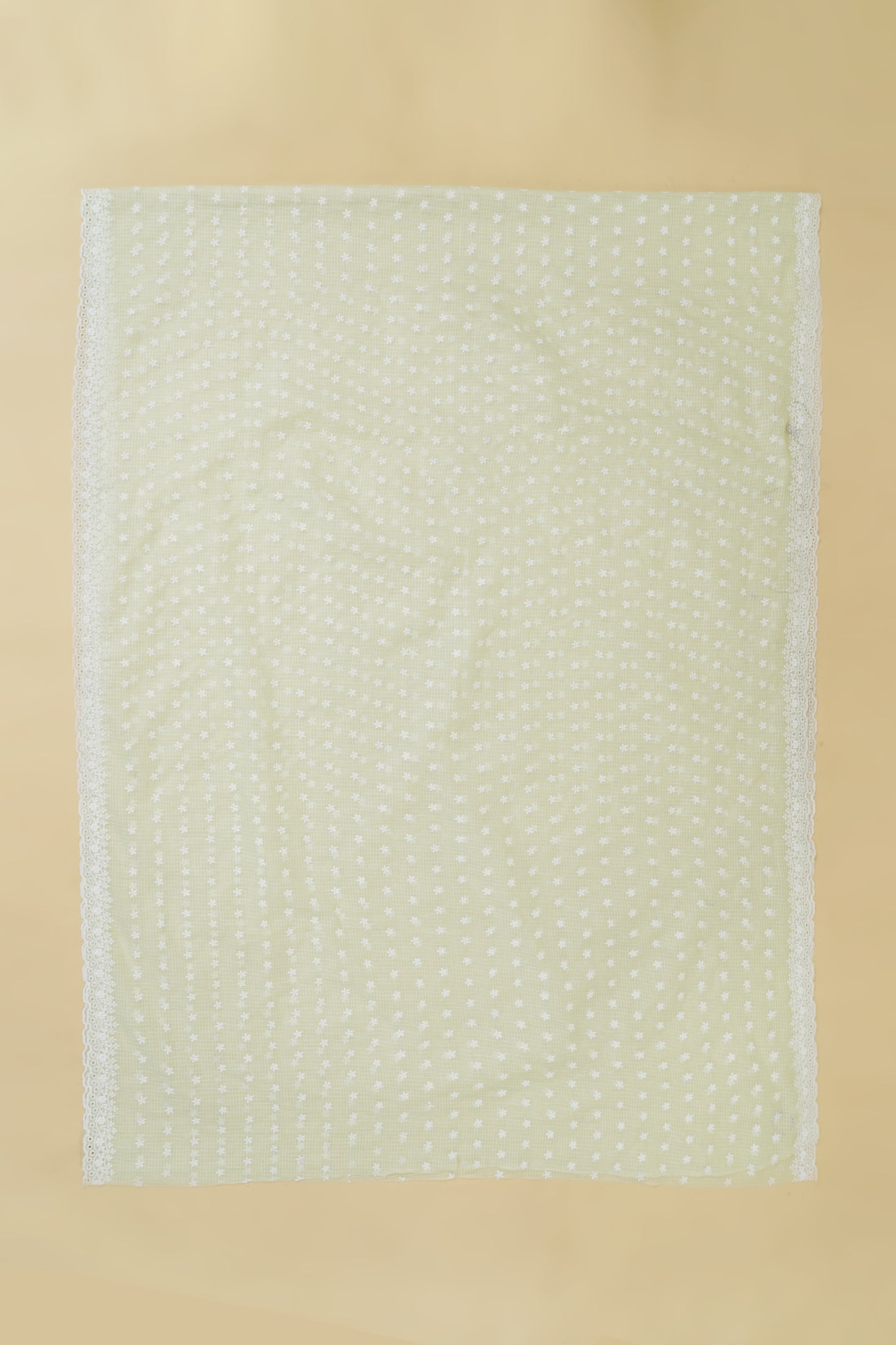 White and Mint Geometric Unstitched Suit Piece