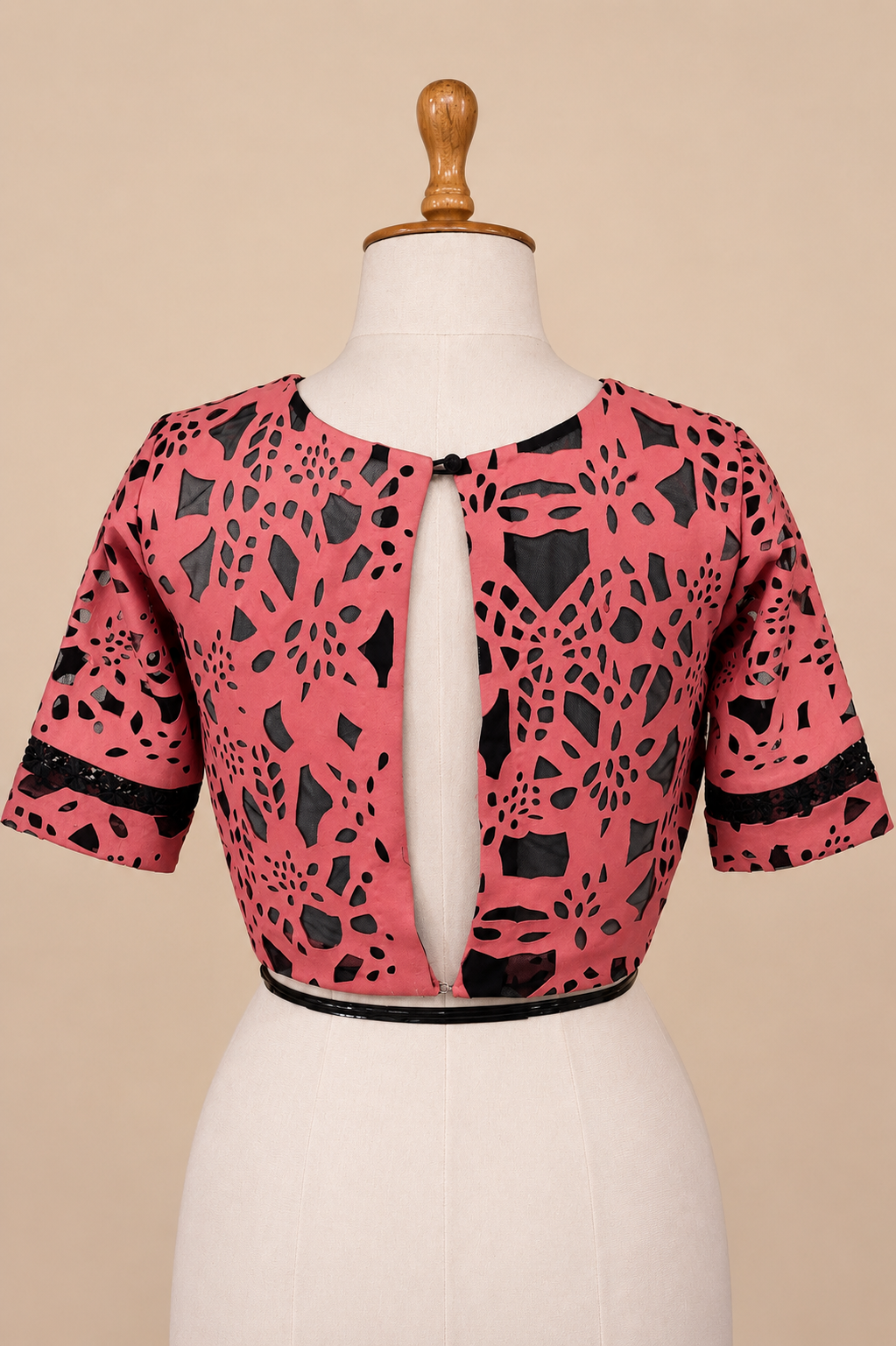 Pink and Black Laser Cut Blouse