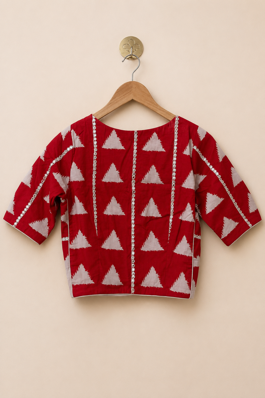 Red and White Cotton Blouse