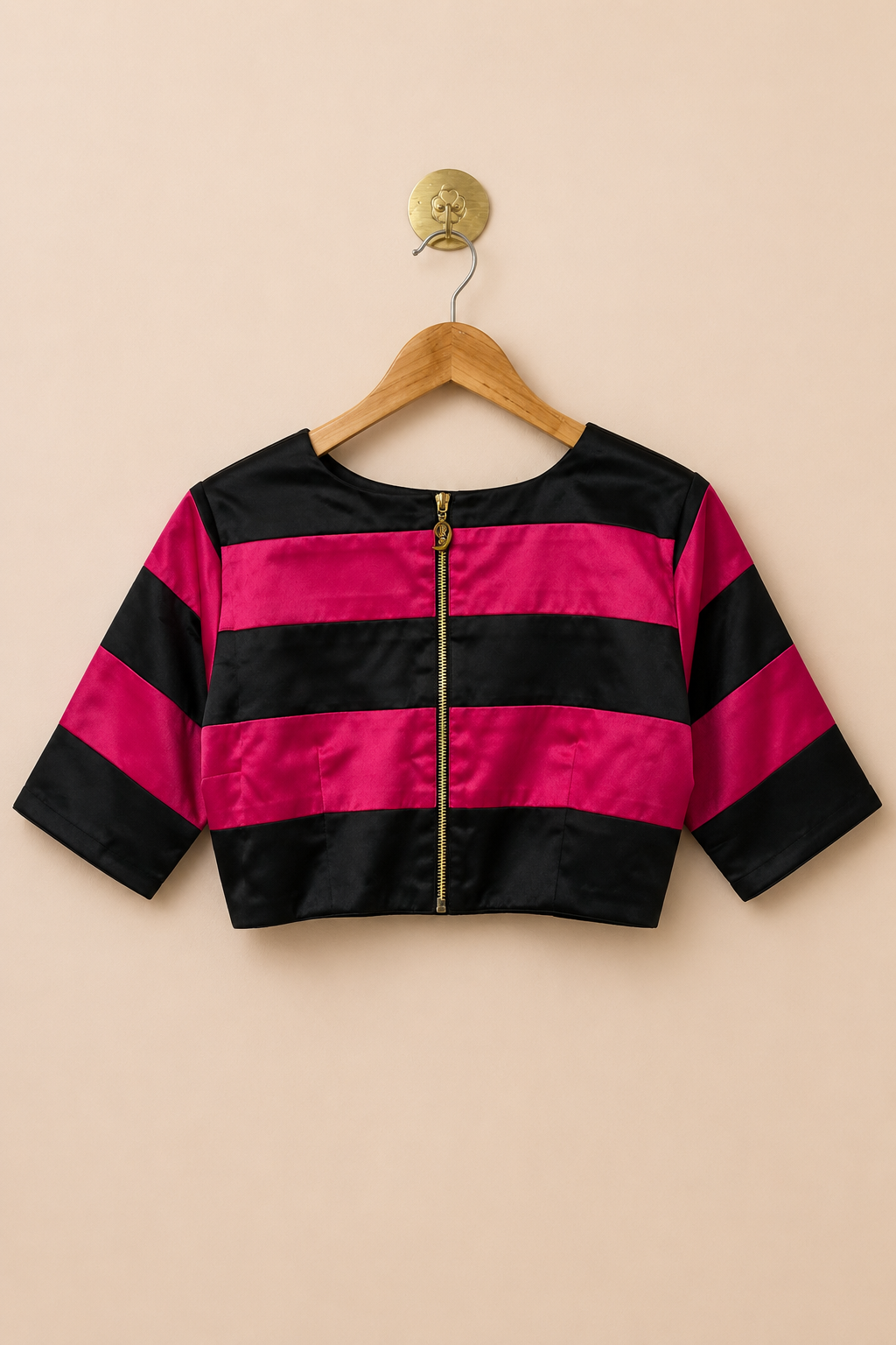 Black and Pink Striped Blouse