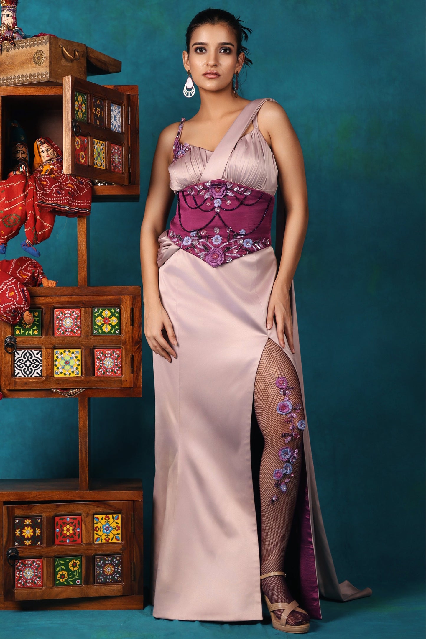 Lilac Corset Saree Set