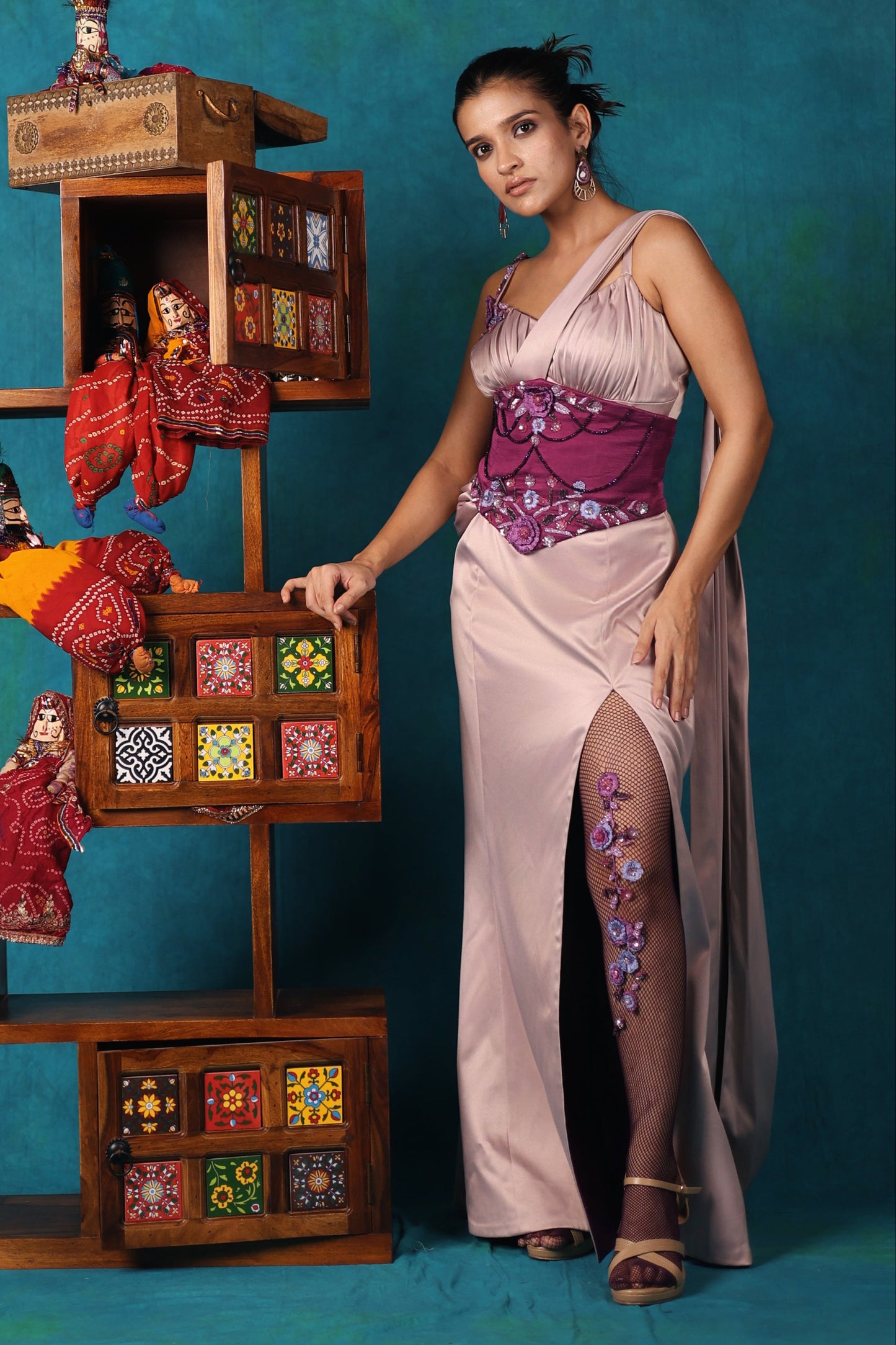 Lilac Corset Saree Set