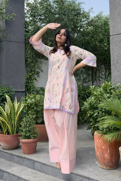 Baby Pink Floral Farshi Co-ord Set