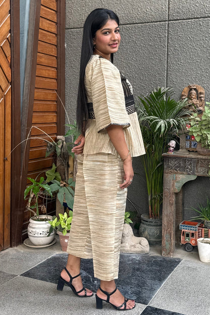 Beige Khadi Co-ord Set