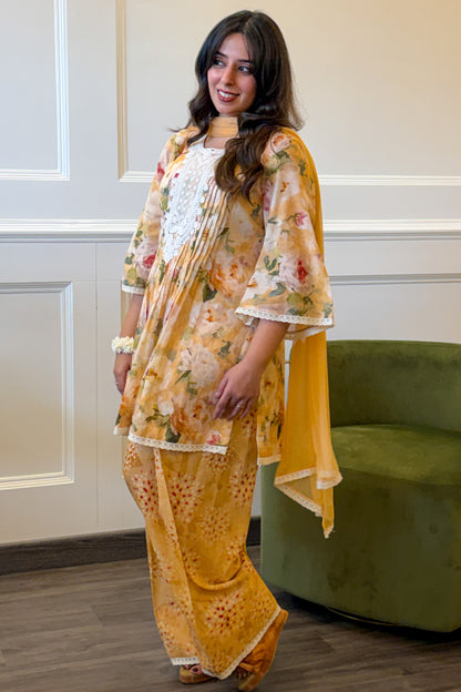 Peach Floral Farshi Set