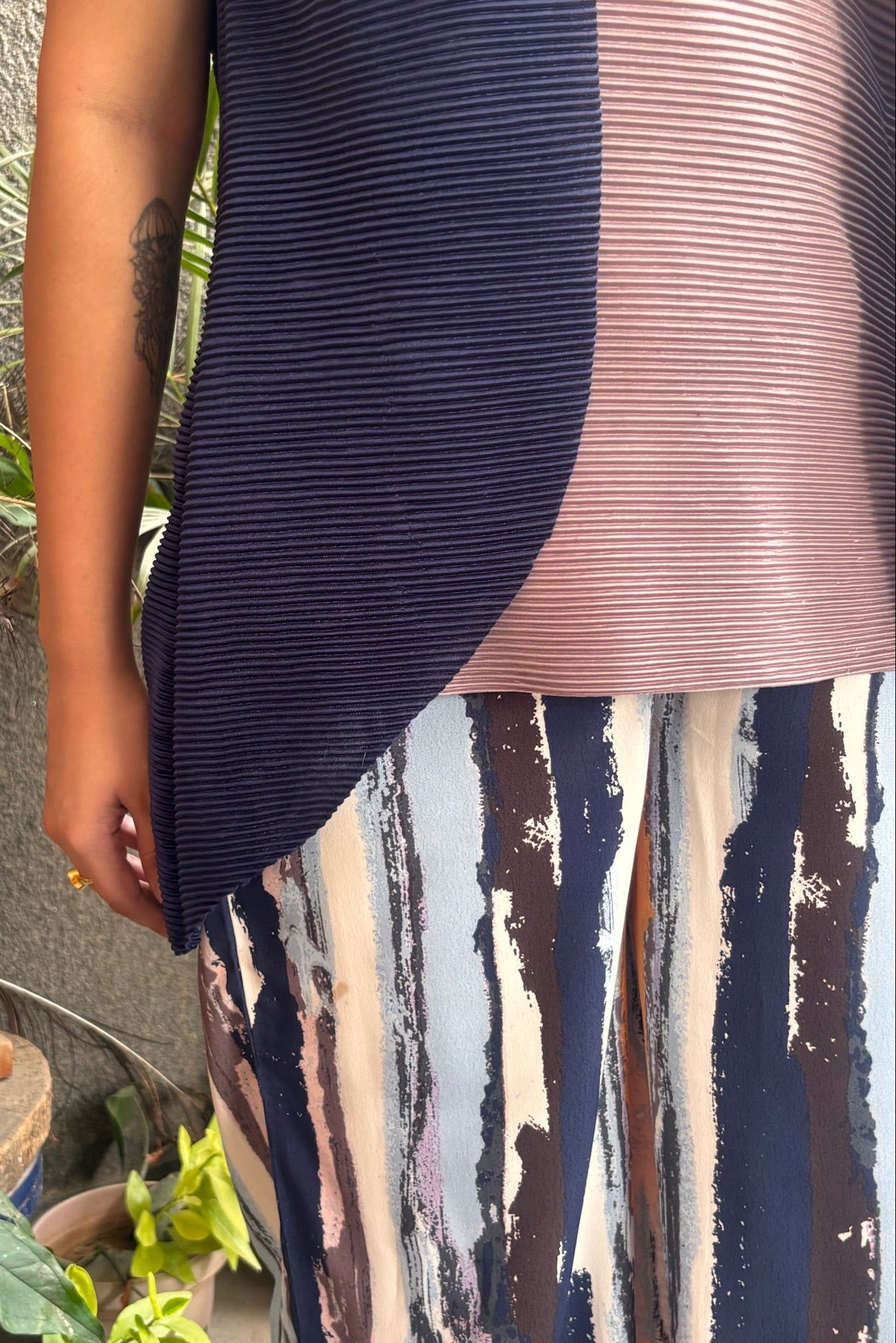 Blue and Lilac Pleated Co-ord Set