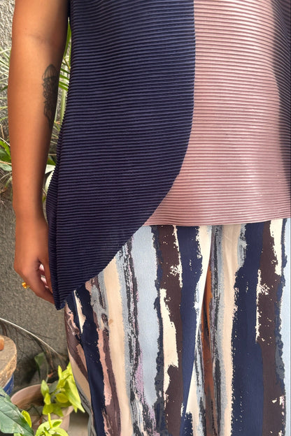 Blue and Lilac Pleated Co-ord Set