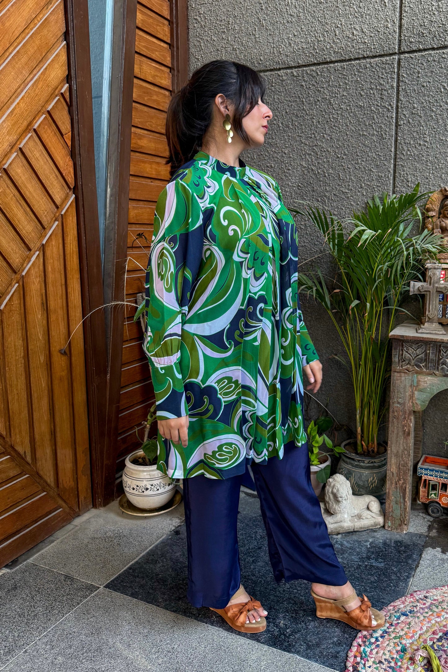 Green and Blue Retro Swirl Co-ord Set