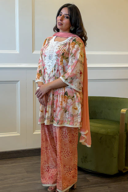 Pink Floral Farshi Set