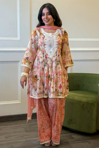 Pink Floral Farshi Set