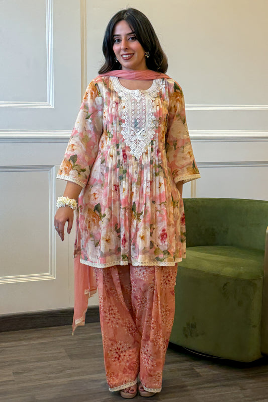Pink Floral Farshi Set