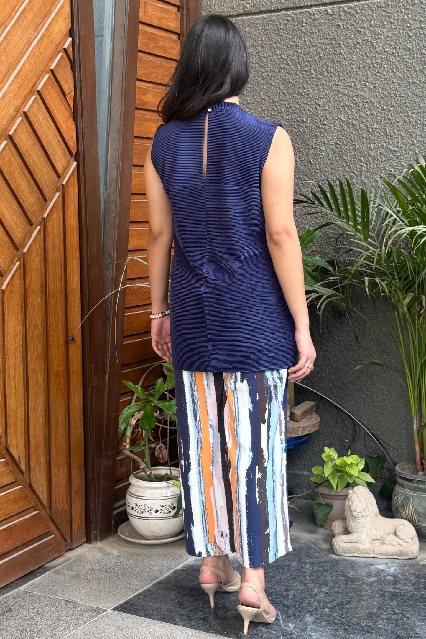 Blue and Lilac Pleated Co-ord Set