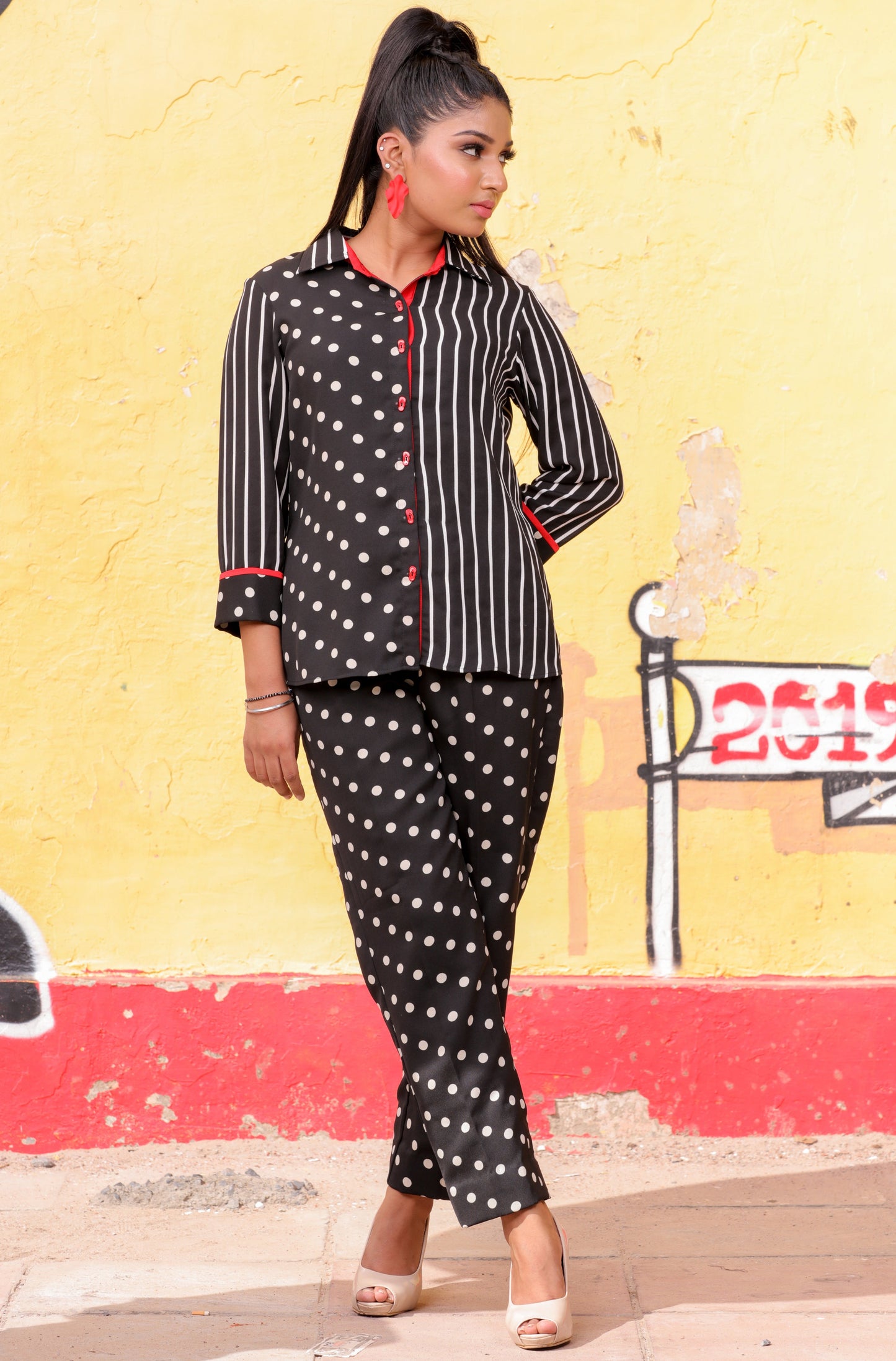 Monotone Polka and Stripe Co-ord Set