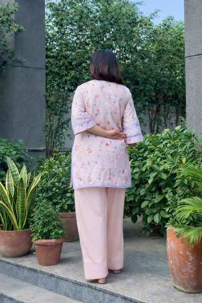 Baby Pink Floral Farshi Co-ord Set