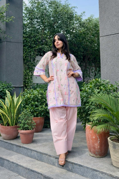 Baby Pink Floral Farshi Co-ord Set