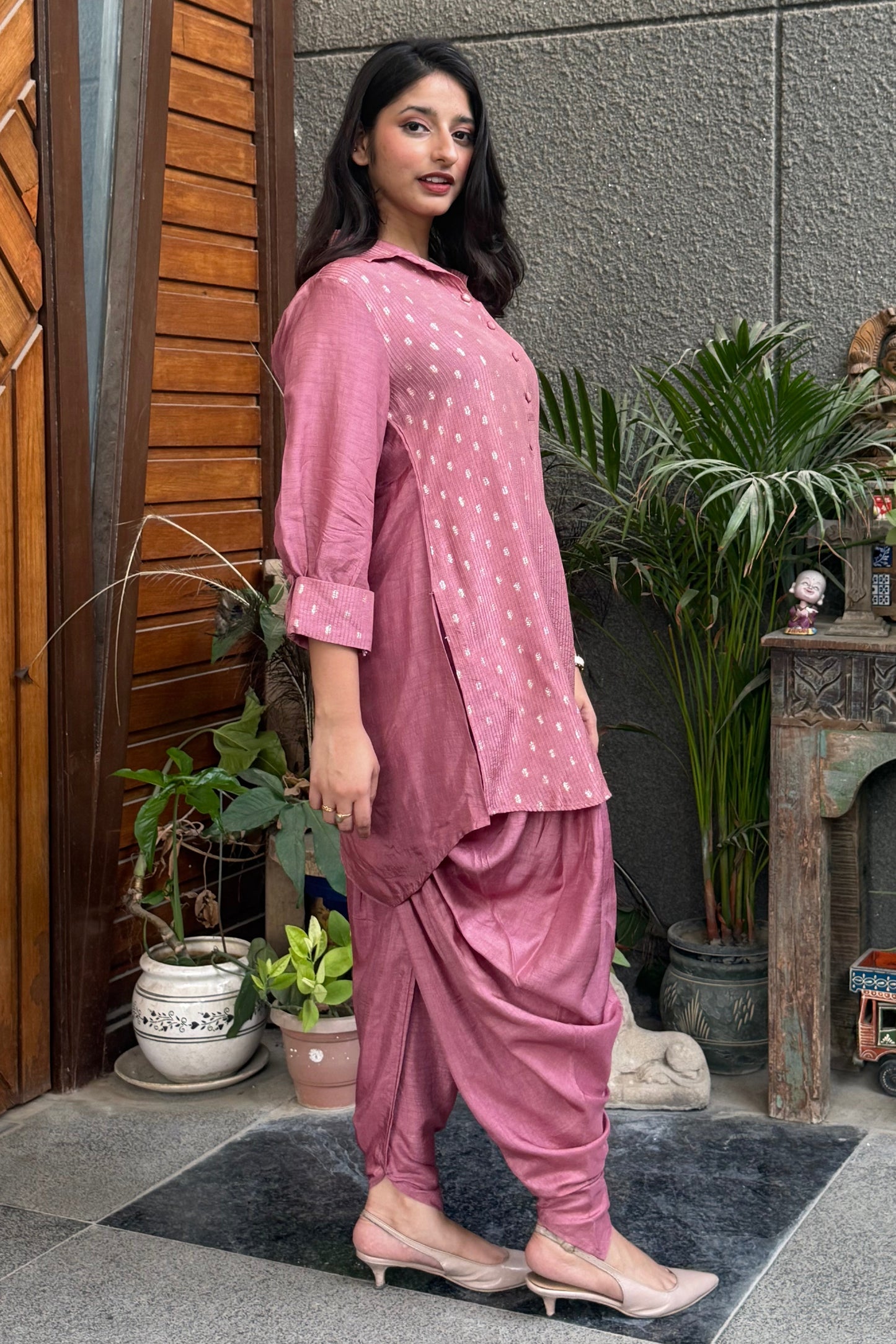 Pink Tunic and Dhoti Co-ord Set