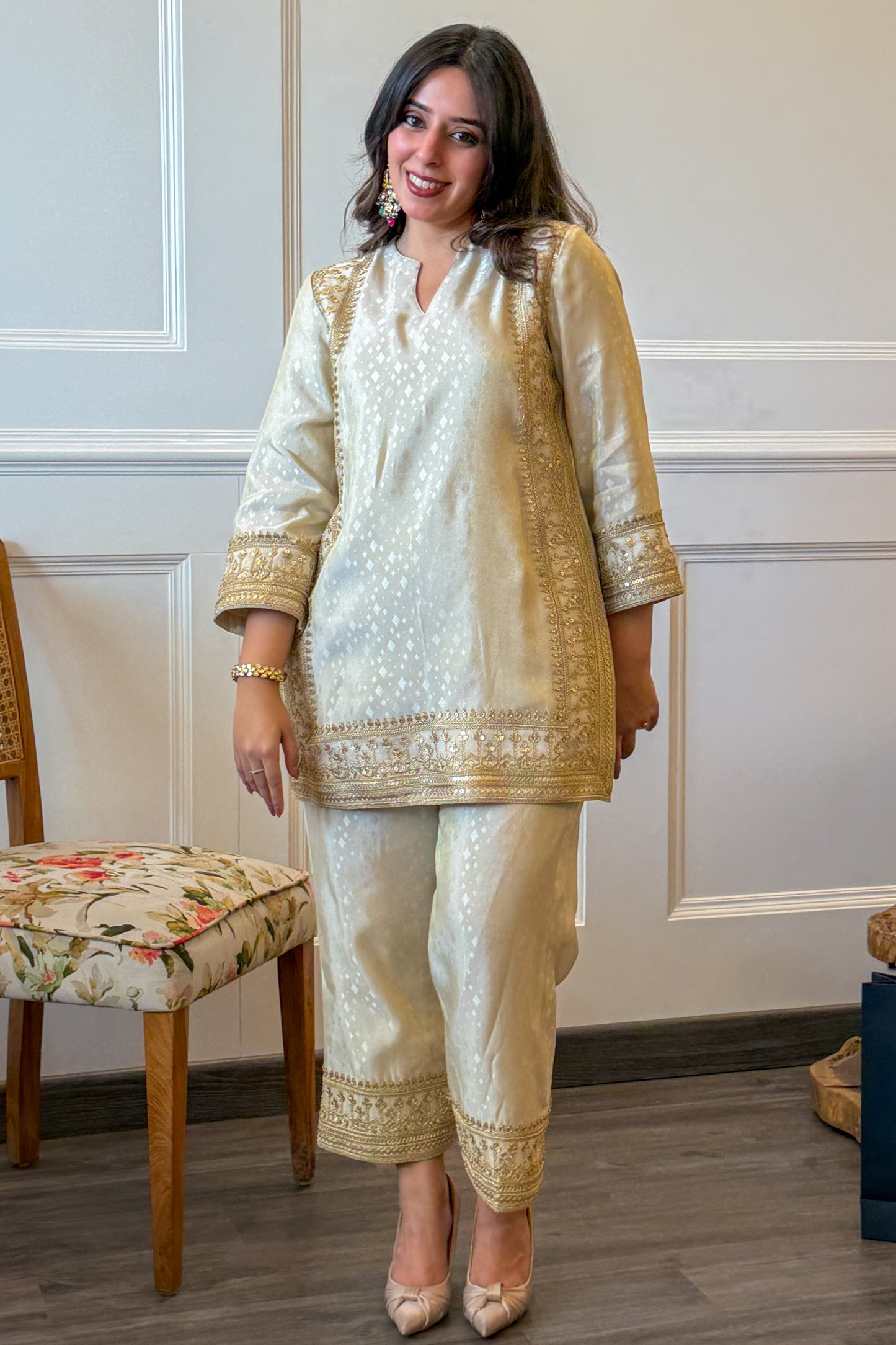 Ivory Self Tissue Co-ord Set