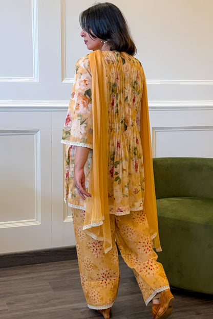 Peach Floral Farshi Set