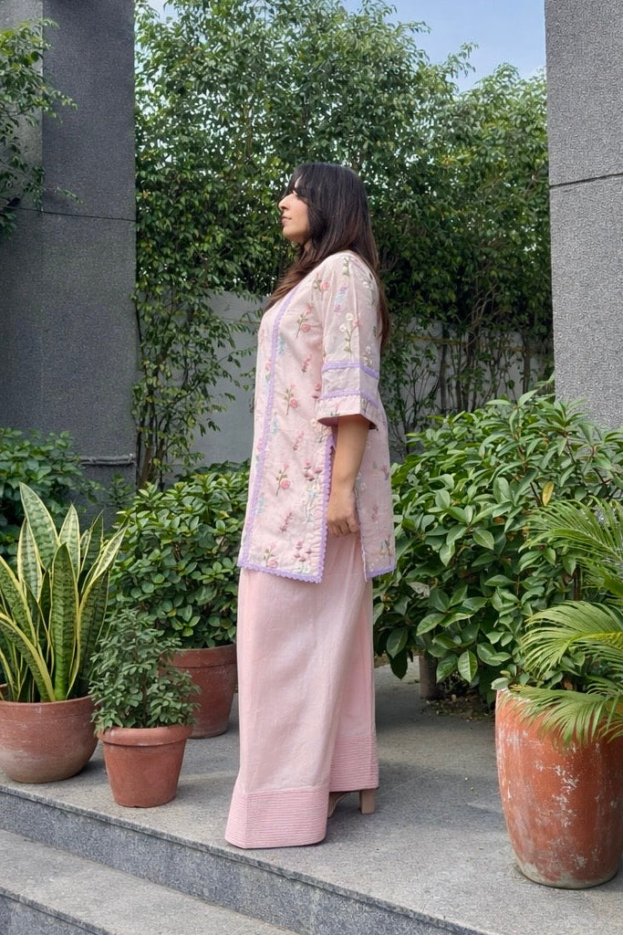 Baby Pink Floral Farshi Co-ord Set