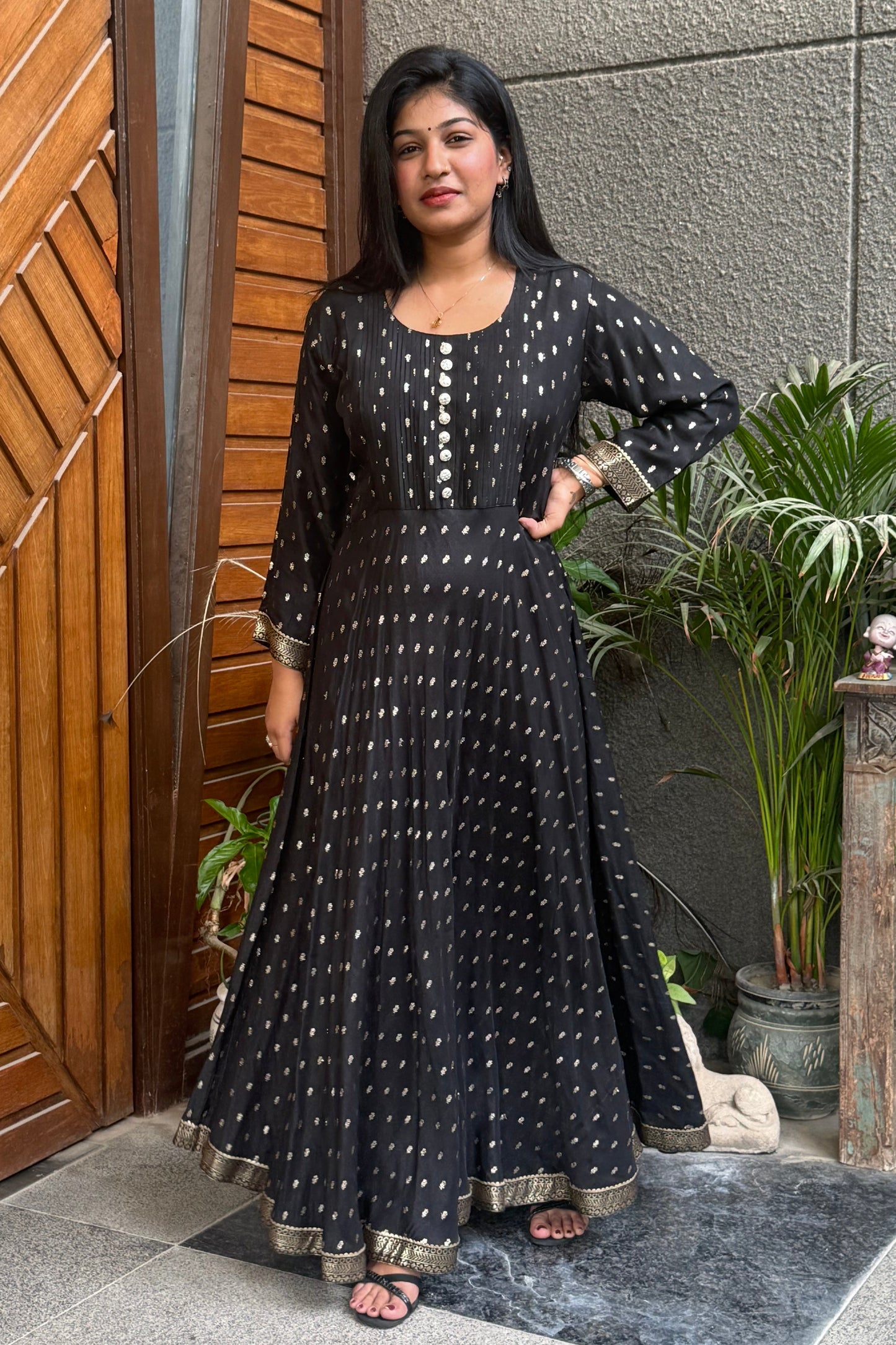 Black and Gold Zari Anarkali