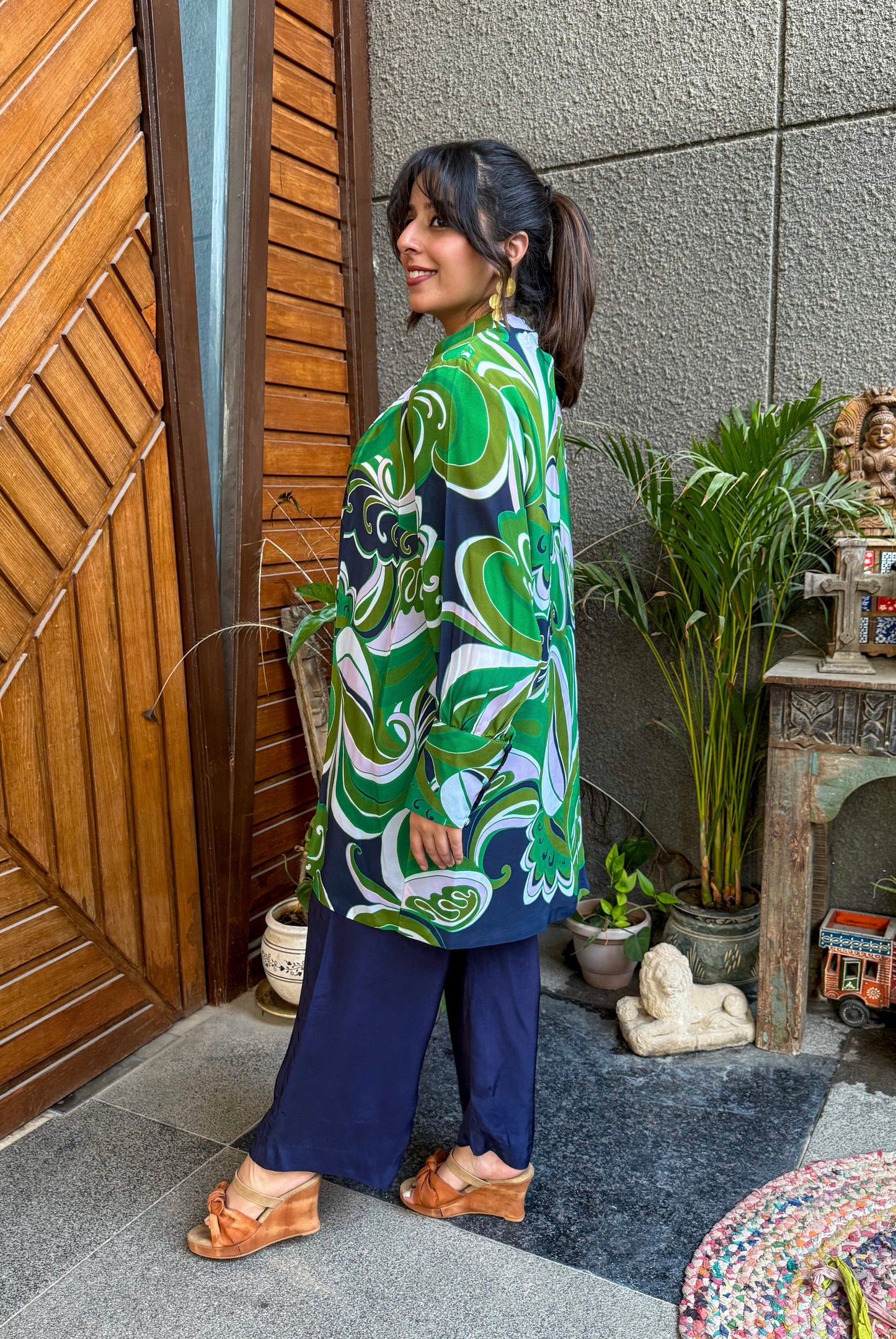 Green and Blue Retro Swirl Co-ord Set