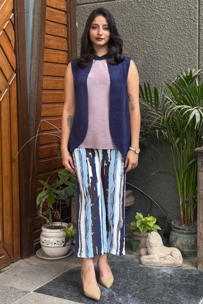 Blue and Lilac Pleated Co-ord Set