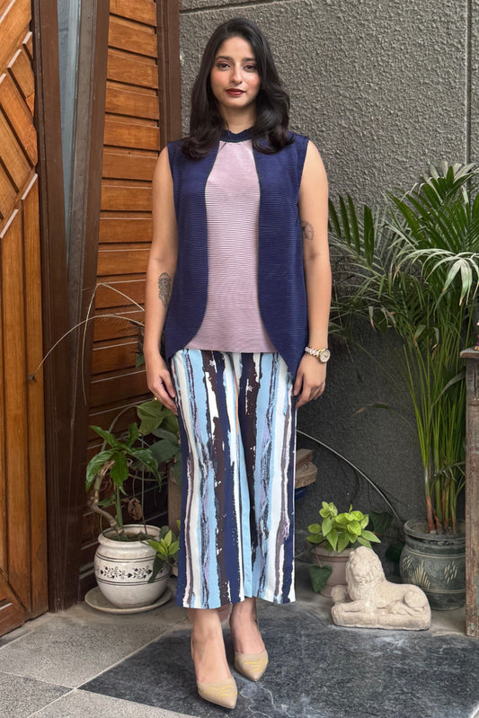 Blue and Lilac Pleated Co-ord Set