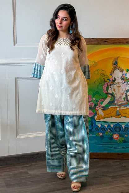 Blue Gota Weave Farshi Set