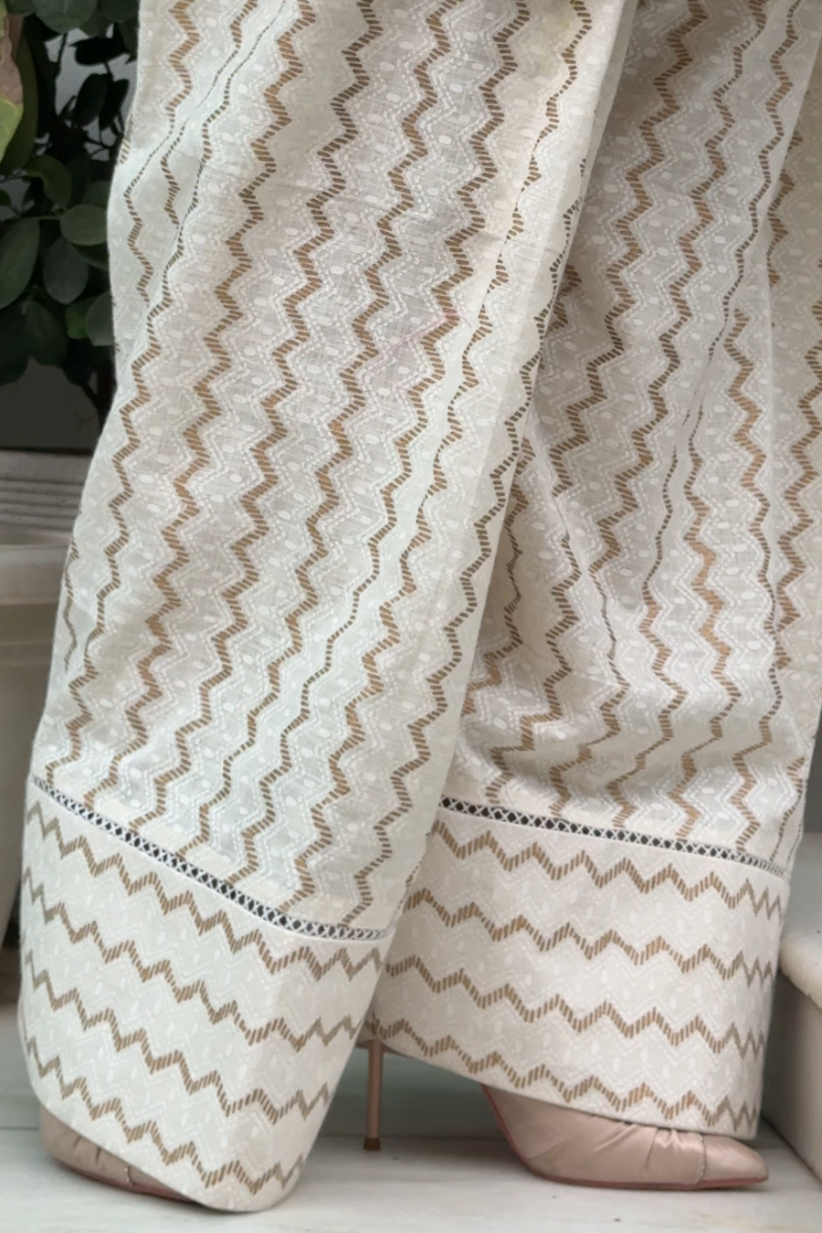 Offwhite Halter Chikankari Detail Co-ord Set