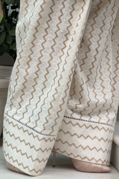 Offwhite Halter Chikankari Detail Co-ord Set