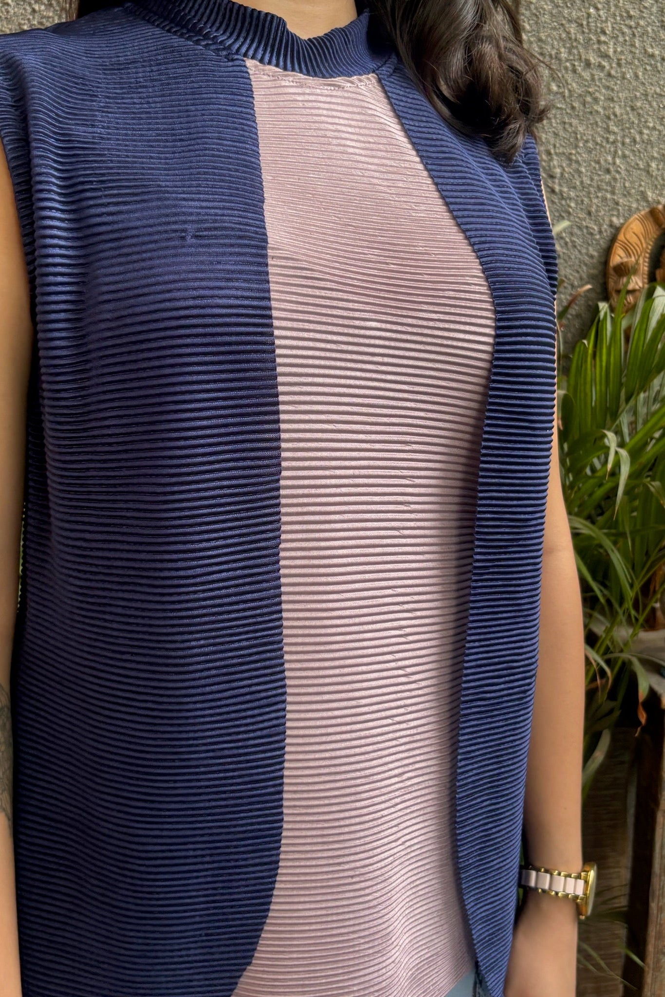 Blue and Lilac Pleated Co-ord Set