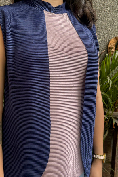 Blue and Lilac Pleated Co-ord Set