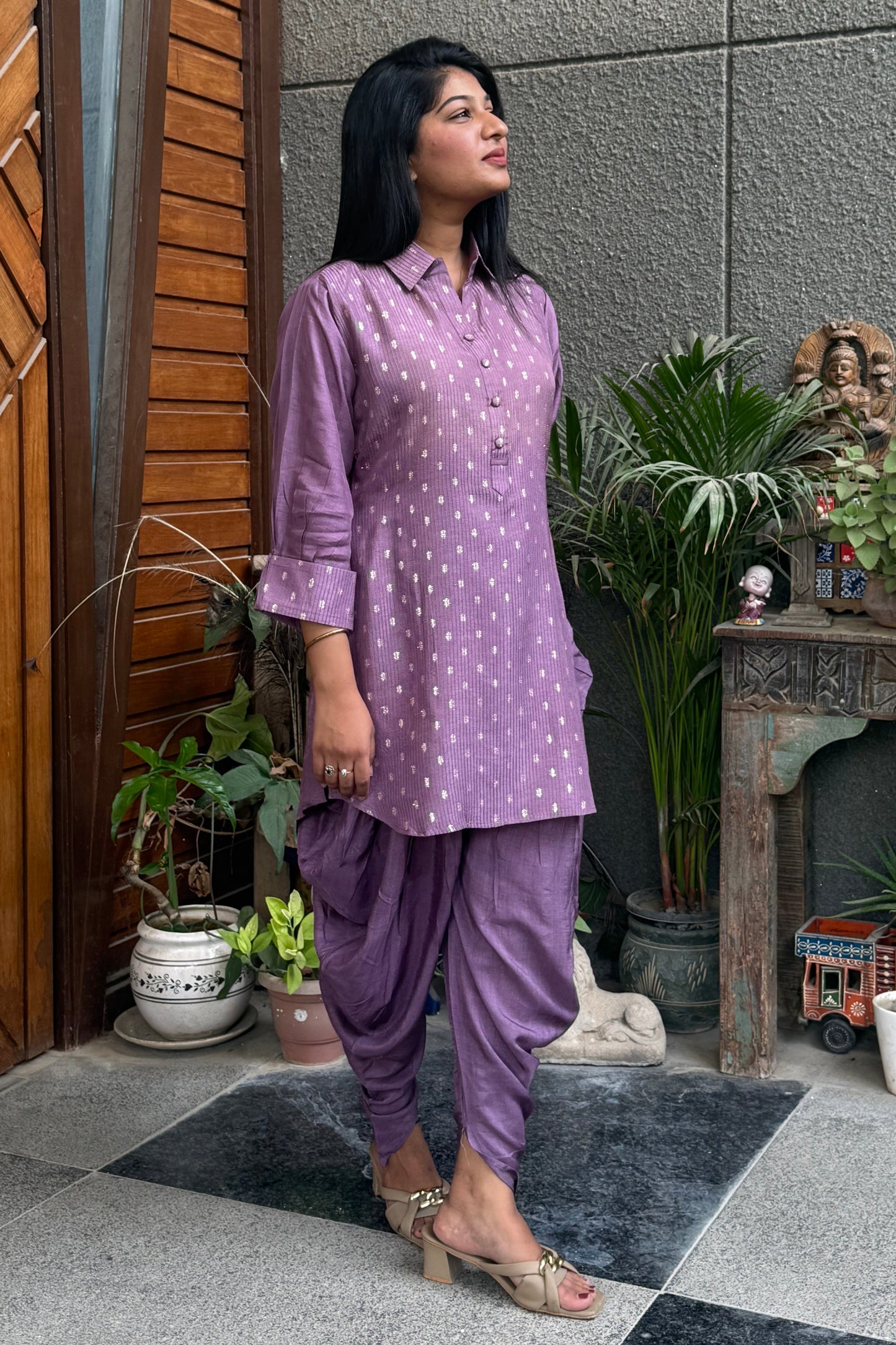 Purple Tunic and Dhoti Co-ord Set