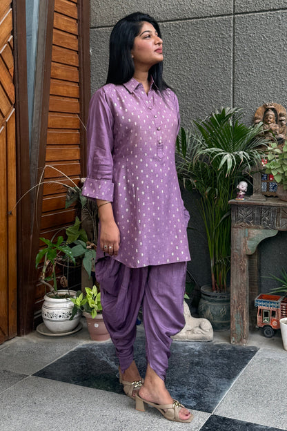 Purple Tunic and Dhoti Co-ord Set