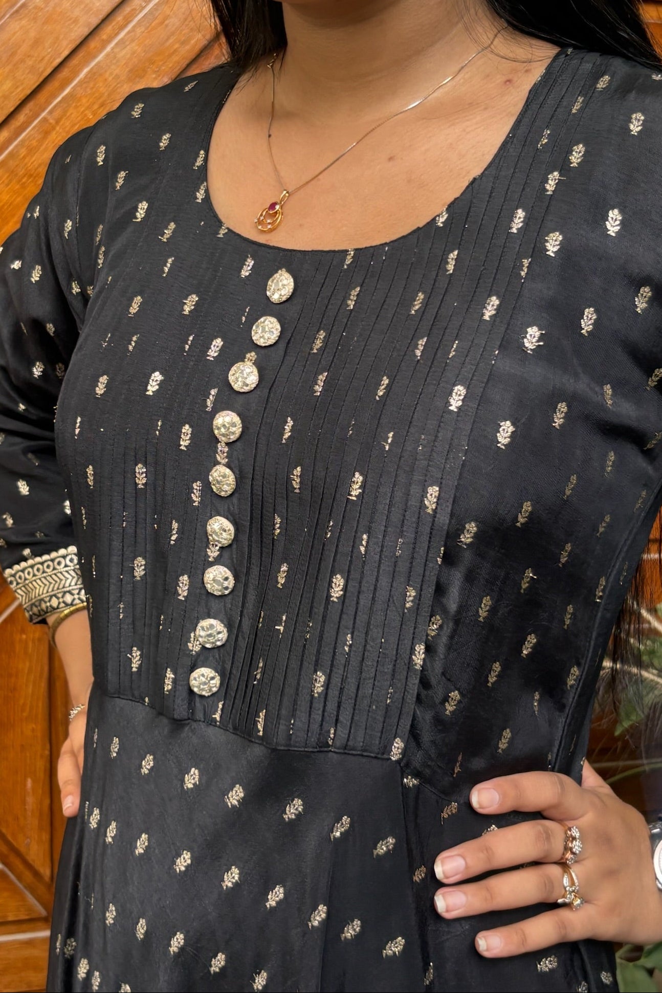 Black and Gold Zari Anarkali