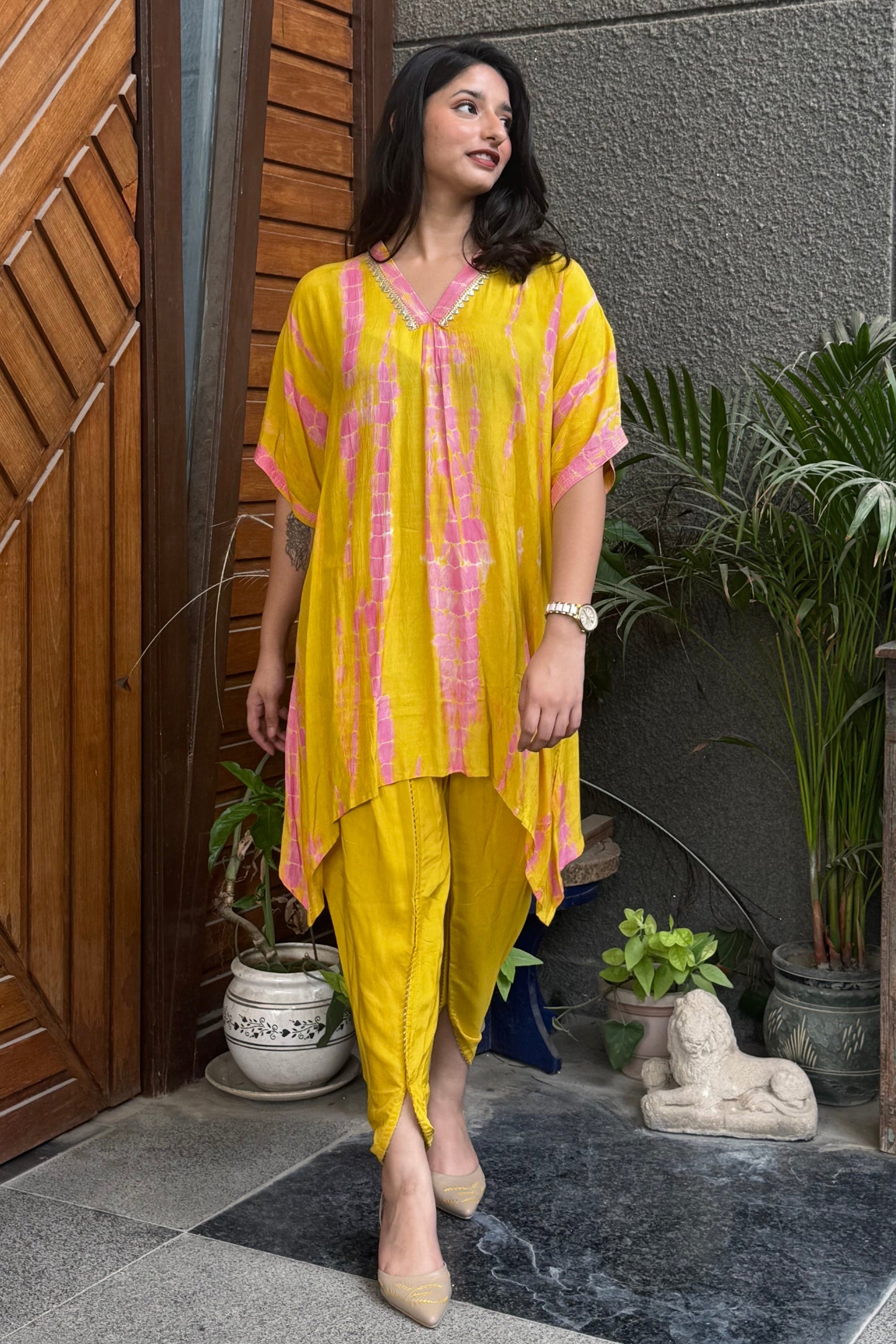 Yellow and Pink Kaftan Co-ord Set