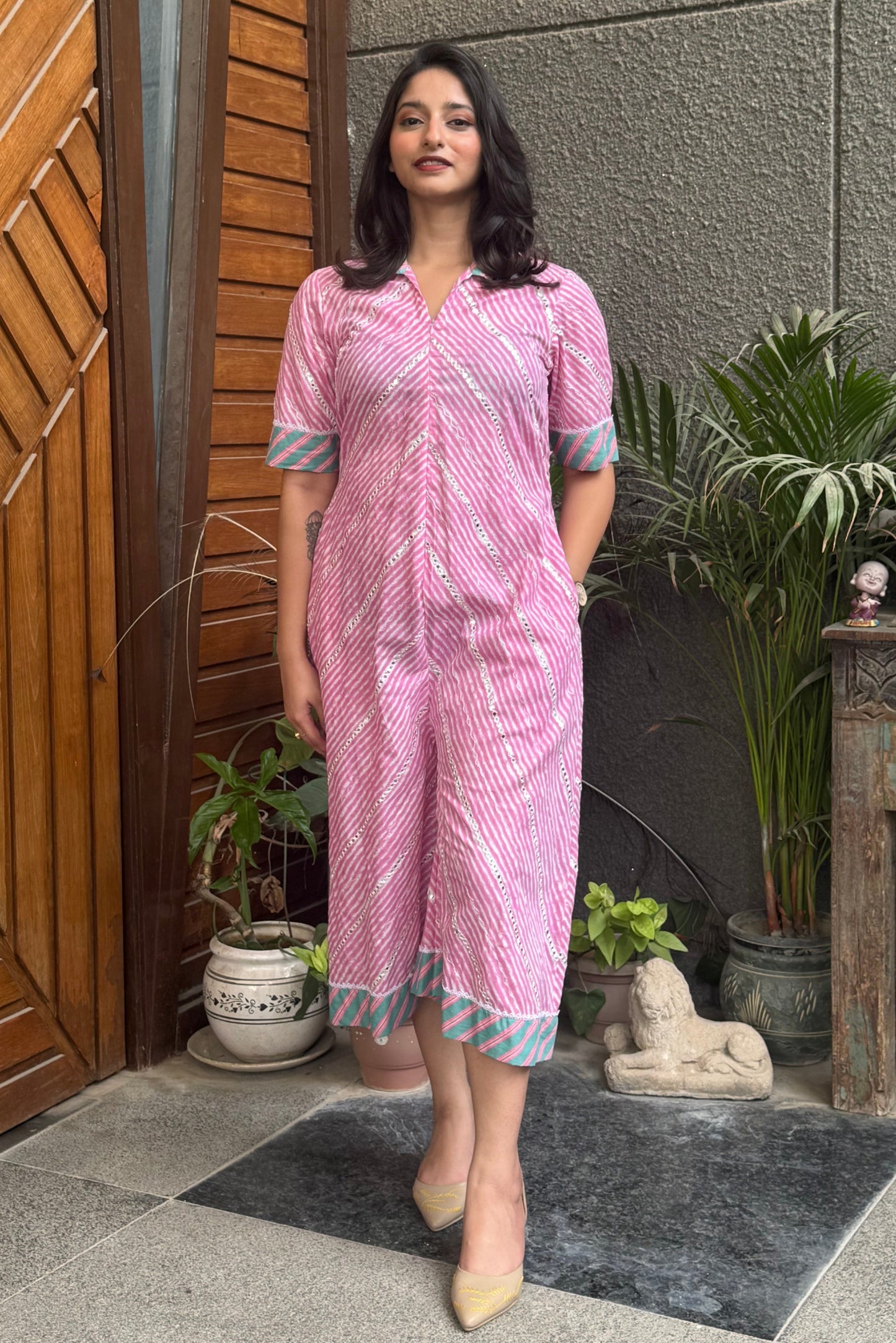 Pink Leheriya Jumpsuit