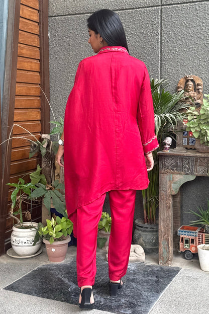 Red Embroidered Co-ord Set