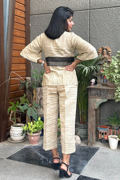 Beige Khadi Co-ord Set