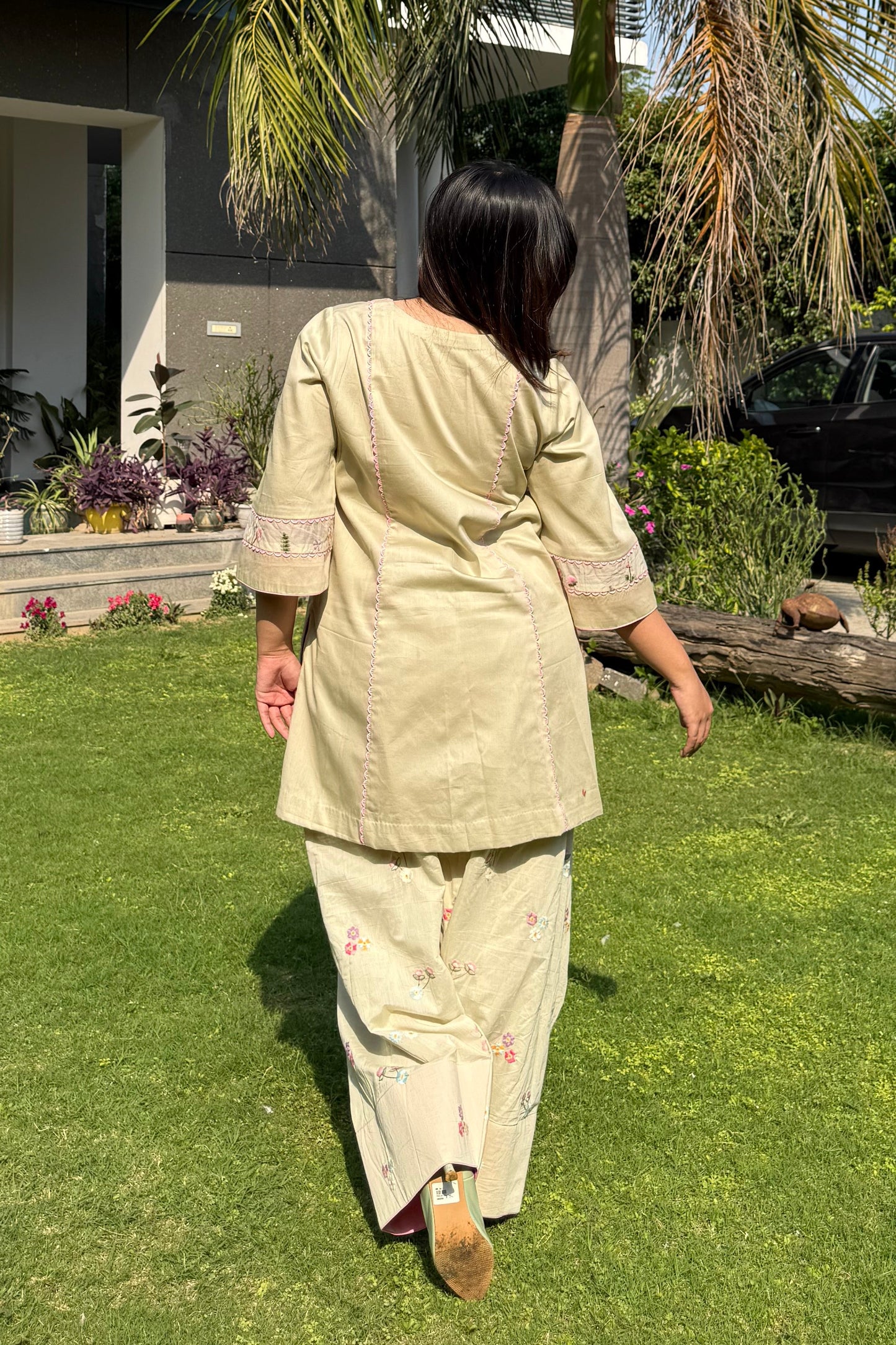 Pastel Green Floral Farshi Co-ord Set